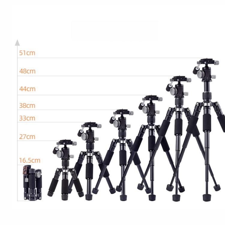 XILETU FM5C-MINI Adjustable 16.5-51cm Aluminum Tripod with 26mm Ball Head 6kg Load Capacity for 360-degree Panoramic Shooting, FM5C-MINI