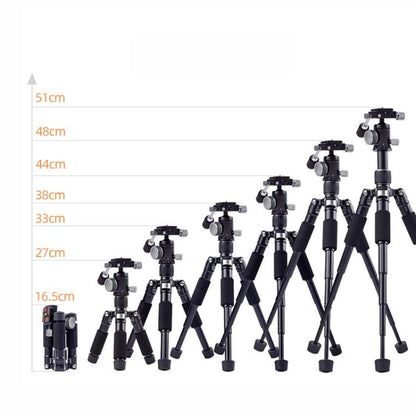 XILETU FM5C-MINI Adjustable 16.5-51cm Aluminum Tripod with 26mm Ball Head 6kg Load Capacity for 360-degree Panoramic Shooting, FM5C-MINI