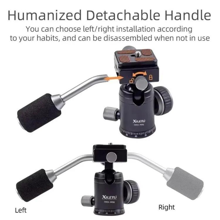 XILETU FM5C-MINI Adjustable 16.5-51cm Aluminum Tripod with 26mm Ball Head 6kg Load Capacity for 360-degree Panoramic Shooting, FM5C-MINI