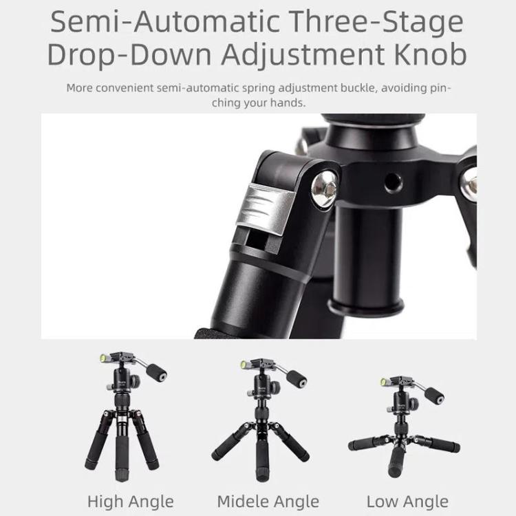XILETU FM5C-MINI Adjustable 16.5-51cm Aluminum Tripod with 26mm Ball Head 6kg Load Capacity for 360-degree Panoramic Shooting, FM5C-MINI