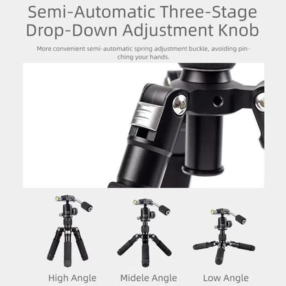 XILETU FM5C-MINI Adjustable 16.5-51cm Aluminum Tripod with 26mm Ball Head 6kg Load Capacity for 360-degree Panoramic Shooting, FM5C-MINI