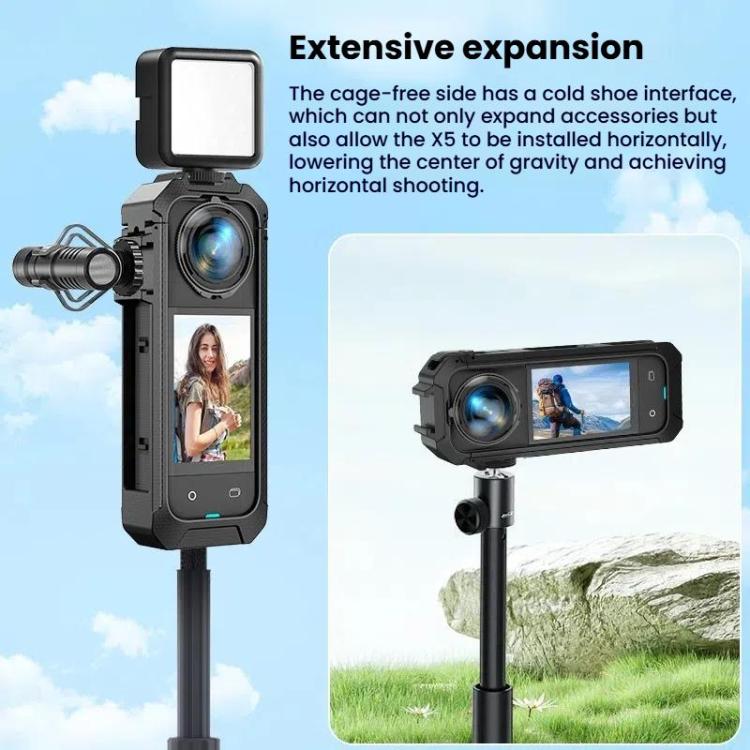 For Insta360 X5 Plastic Protective Frame Magnetic Quick-Release Camera Cage Expansion Bracket, Plastic Frame