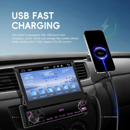 7 inch Universal Manual Retractable Screen Car MP5 Player Car Center Control All-in-One Wired Carplay, Standard, Standard+12 Light Camera