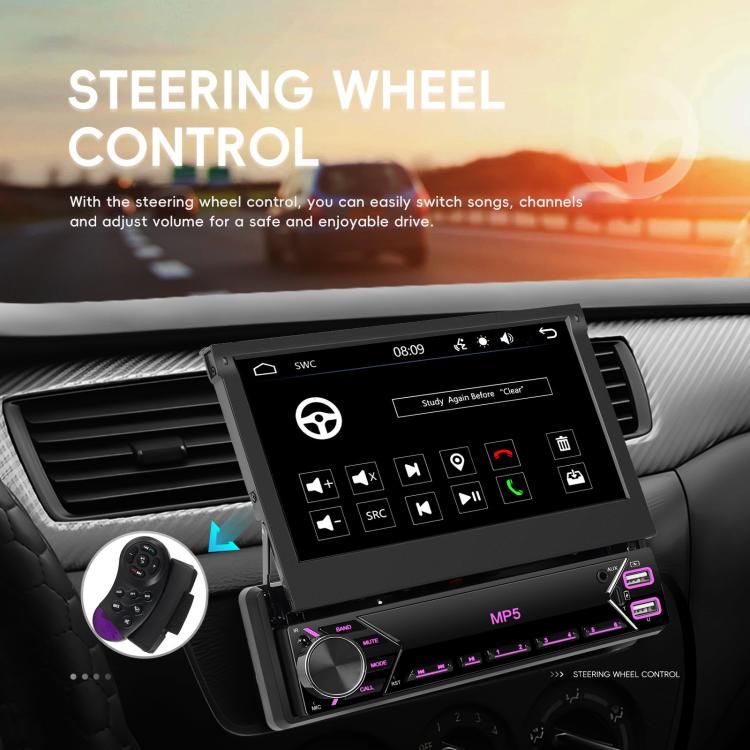 7 inch Universal Manual Retractable Screen Car MP5 Player Car Center Control All-in-One Wired Carplay, Standard, Standard+12 Light Camera