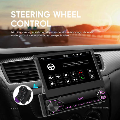 7 inch Universal Manual Retractable Screen Car MP5 Player Car Center Control All-in-One Wired Carplay, Standard, Standard+12 Light Camera