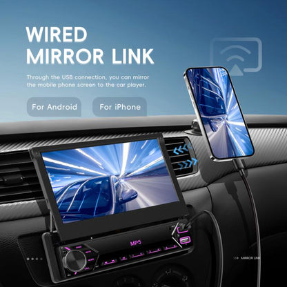 7 inch Universal Manual Retractable Screen Car MP5 Player Car Center Control All-in-One Wired Carplay, Standard, Standard+12 Light Camera
