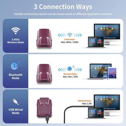 Cell Phone Back Clip Portable 1/2 Code Wireless Bluetooth Scanner, E900, E950