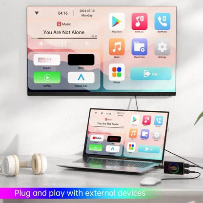 BY971 Wireless CarPlay Adapter 3-In-1 Car TV Stick HDMI Out Sync For Laptop/TV, 2+16G, 4+32G