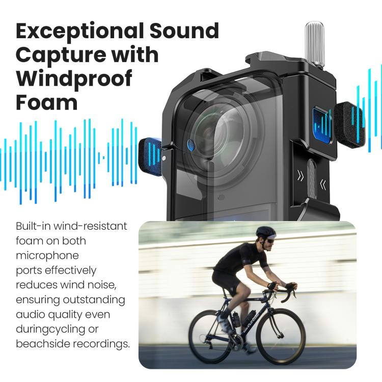 aMagisn Metal Cage for Insta360 X5 Wind Noise Reduction, Shockproof Mount with Dual Cold Shoe, PF01