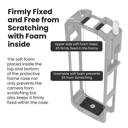 aMagisn Metal Cage for Insta360 X5 Wind Noise Reduction, Shockproof Mount with Dual Cold Shoe, PF01