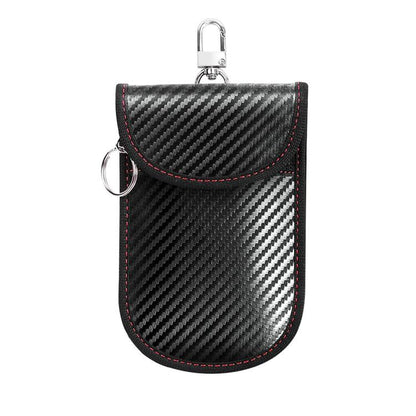 RFID Blocking Car Key Holder Anti-Skimming Carbon Fiber Key Case for Vehicles, Credit Cards & Electronics, Medium Red Line, Medium Green Line, Small Black Line