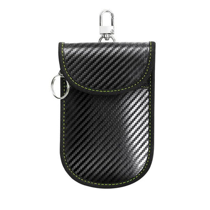 RFID Blocking Car Key Holder Anti-Skimming Carbon Fiber Key Case for Vehicles, Credit Cards & Electronics, Medium Red Line, Medium Green Line, Small Black Line
