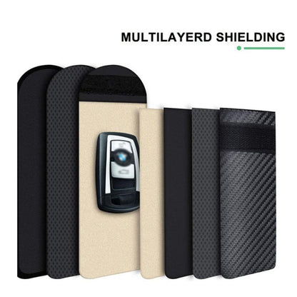 RFID Blocking Car Key Holder Anti-Skimming Carbon Fiber Key Case for Vehicles, Credit Cards & Electronics, Medium Red Line, Medium Green Line, Small Black Line