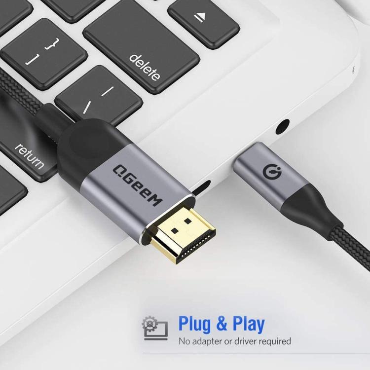 QGeeM USB-C/Type-C To HDMI Cable 4K 30Hz For Screen Mirroring & Extended Display, 1.2m, 1.8m, 3m