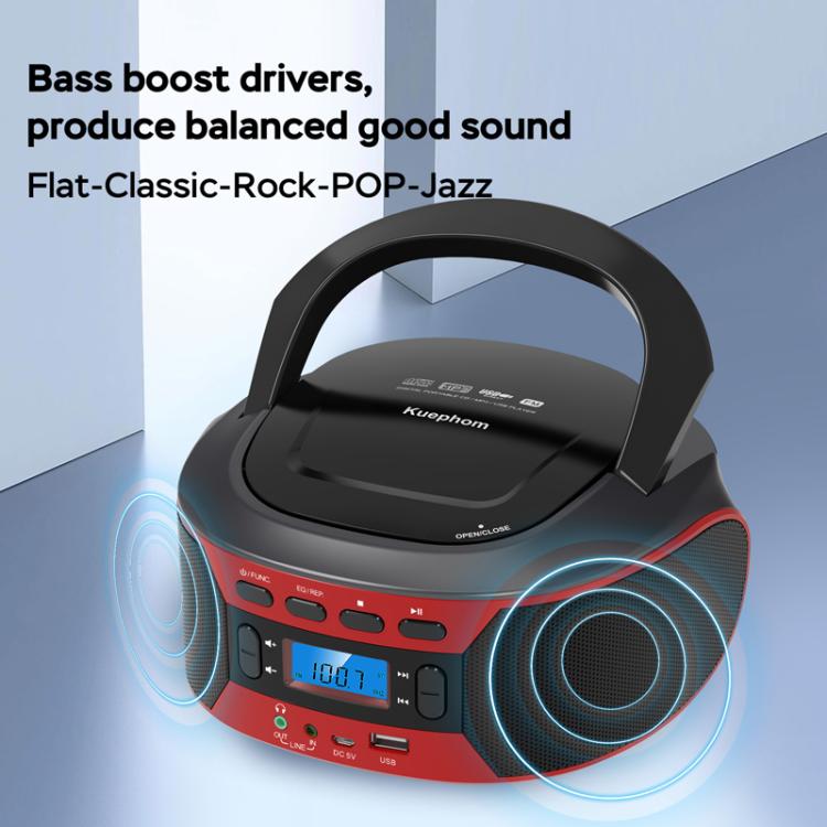 Kuephom W17 Portable Home CD Music Walkman FM Bluetooth Player, EU Plug, US Plug, UK Plug, AU Plug