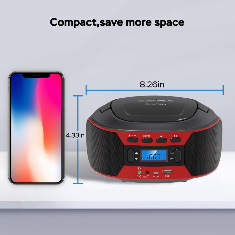 Kuephom W17 Portable Home CD Music Walkman FM Bluetooth Player, EU Plug, US Plug, UK Plug, AU Plug