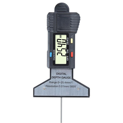 Syntek Digital Depth Ruler 0-25mm Electronic Tire Tread Measuring Ruler, Silver, Black
