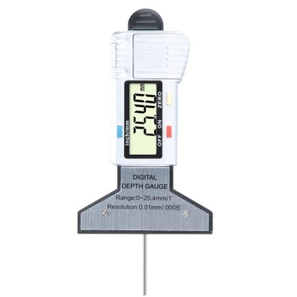 Syntek Digital Depth Ruler 0-25mm Electronic Tire Tread Measuring Ruler, Silver, Black