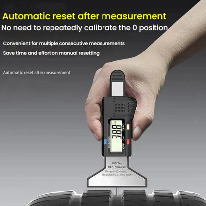 Syntek Digital Depth Ruler 0-25mm Electronic Tire Tread Measuring Ruler, Black, Silver