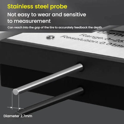 Syntek Digital Depth Ruler 0-25mm Electronic Tire Tread Measuring Ruler, Black, Silver