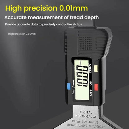 Syntek Digital Depth Ruler 0-25mm Electronic Tire Tread Measuring Ruler, Silver, Black