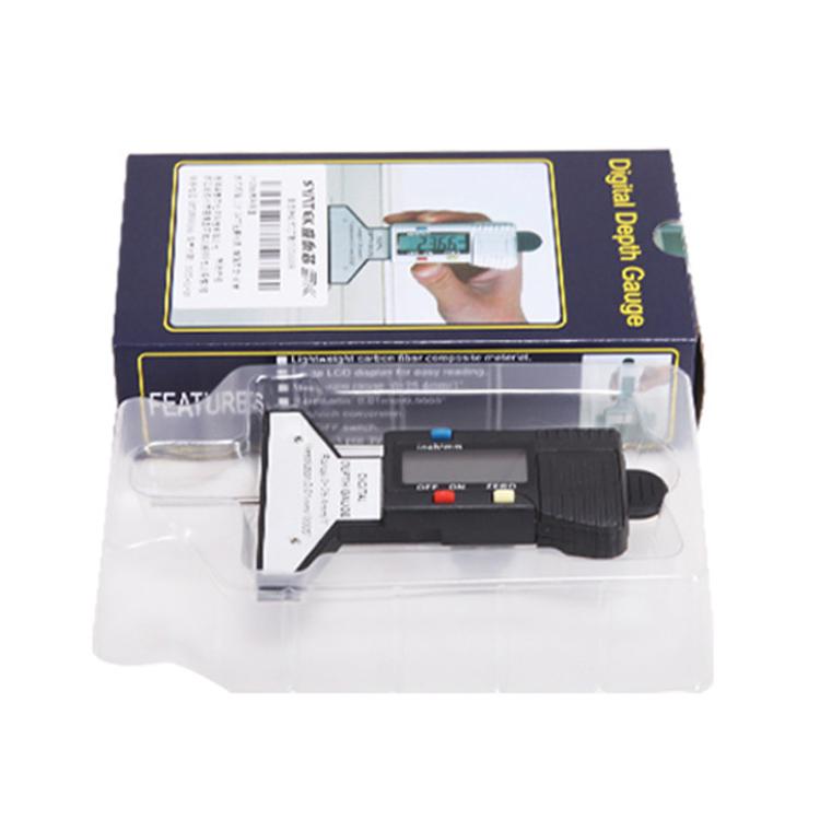 Syntek Digital Depth Ruler 0-25mm Electronic Tire Tread Measuring Ruler, Black, Silver