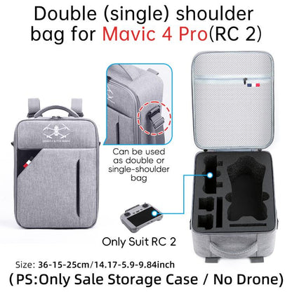 For DJI Mavic 4 Pro / RC 2 Backpack Shoulder Bag EVA Carrying Case, Backpack