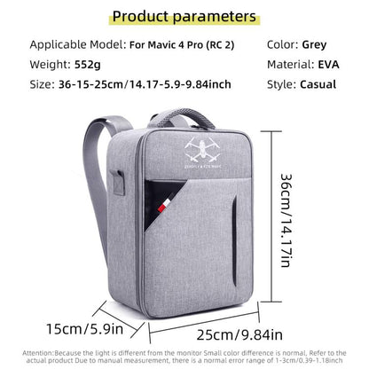 For DJI Mavic 4 Pro / RC 2 Backpack Shoulder Bag EVA Carrying Case, Backpack