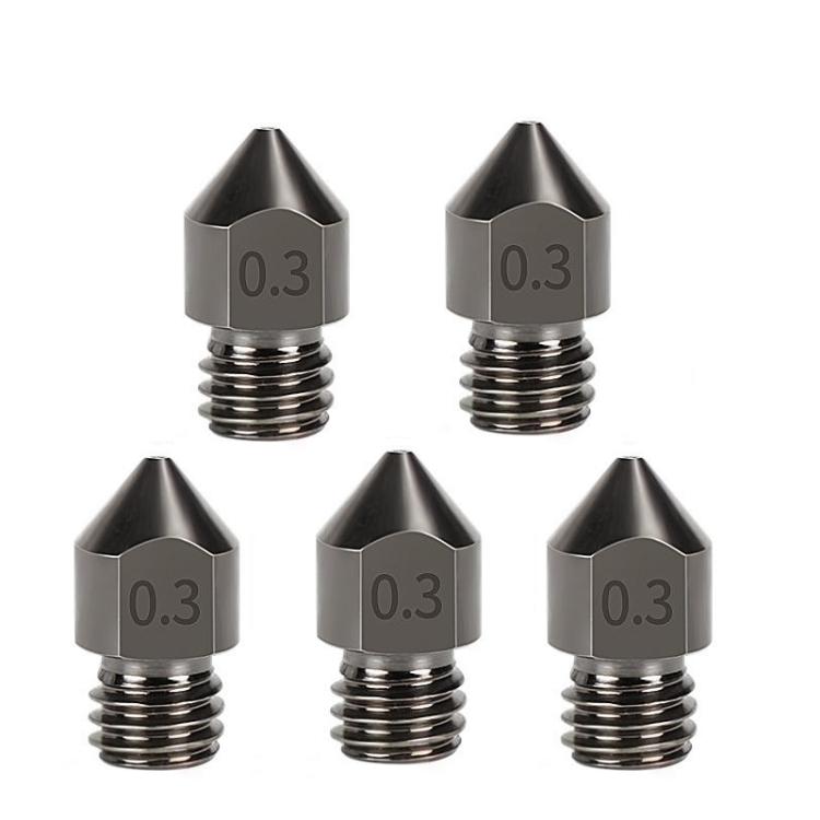 MK8 Hardened Steel Nozzle High-Temperature Resistant 3D Printer Extruder Hotend, 5pcs /Pack 1.75/0.2mm, 5pcs /Pack 1.75/0.3mm, 5pcs /Pack 1.75/0.4mm, 5pcs /Pack 1.75/0.5mm, 5pcs /Pack 1.75/0.6mm, 5pcs /Pack 1.75/0.8mm, 5pcs /Pack 1.75/1.0mm