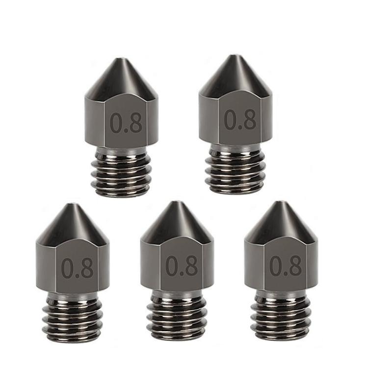 MK8 Hardened Steel Nozzle High-Temperature Resistant 3D Printer Extruder Hotend, 5pcs /Pack 1.75/0.2mm, 5pcs /Pack 1.75/0.3mm, 5pcs /Pack 1.75/0.4mm, 5pcs /Pack 1.75/0.5mm, 5pcs /Pack 1.75/0.6mm, 5pcs /Pack 1.75/0.8mm, 5pcs /Pack 1.75/1.0mm