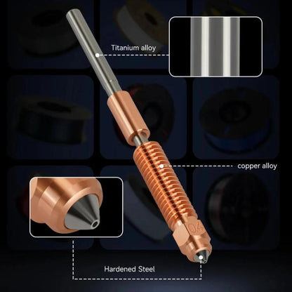 All-in-One Chrome Zirconium Copper Nozzle for Creality Ender-3 V3/K1C/K1 Max 3D Printers, 1.75/0.2mm, 1.75/0.4mm, 1.75/0.6mm, 1.75/0.8mm, 1.75/1.0mm