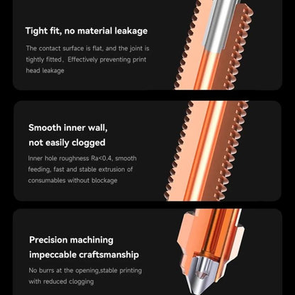 All-in-One Chrome Zirconium Copper Nozzle for Creality Ender-3 V3/K1C/K1 Max 3D Printers, 1.75/0.2mm, 1.75/0.4mm, 1.75/0.6mm, 1.75/0.8mm, 1.75/1.0mm