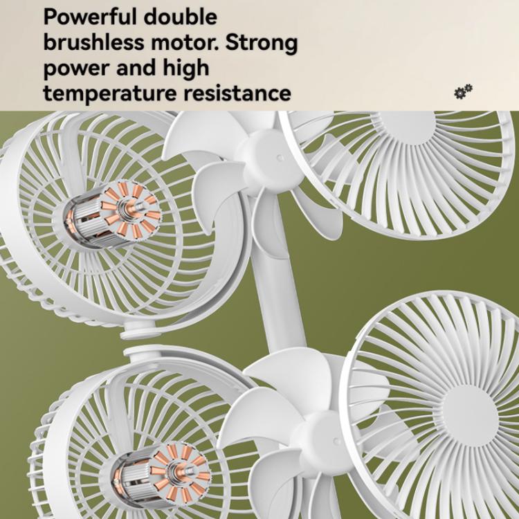 Dual Head Desk Fan 360-Degree Adjustable Oscillating Air Circulator 3-Speed Portable Cooling Fan, 4000 mAh Battery, Without Battery