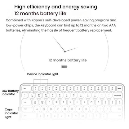 Rapoo E9000G Wireless Bluetooth Keyboard Computer Laptop Cell Phone Keyboard