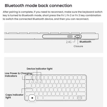 Rapoo E9050L Tri-mode Bluetooth Wireless Keyboard Silent Laptop Keyboard