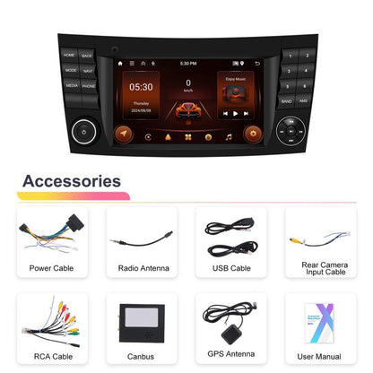 7 inch Horizontal Screen 2+64G Bluetooth Car Player Carplay Car Center Control Integrated Machine For Mercedes-Benz W211 / E200 / E220 / CLS350 / CLS500, Standard, Standard+AHD+Mic