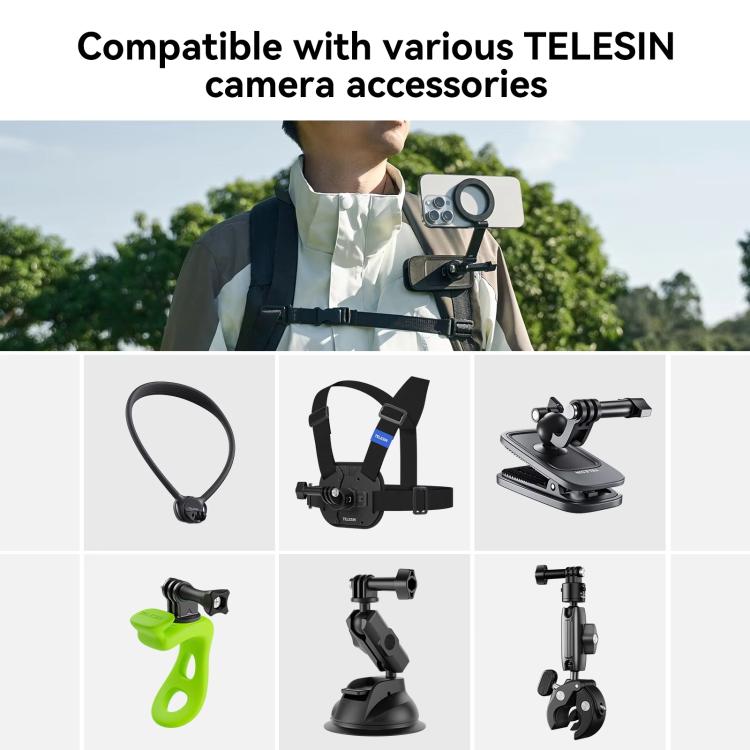 TELESIN Mobile Phone Magnetic Stand Two Claw Adapter Compatible with Chest Strap, Backpack Clip, Neck Mount, Phone Magnetic Stand