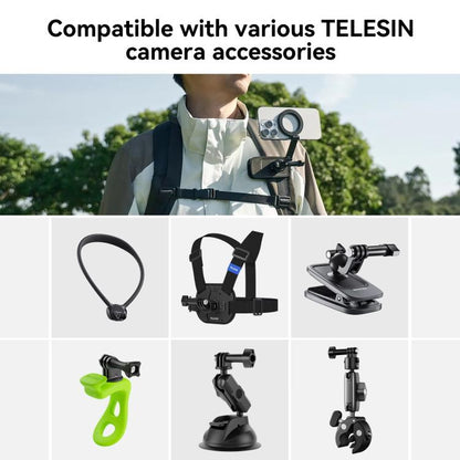 TELESIN Mobile Phone Magnetic Stand Two Claw Adapter Compatible with Chest Strap, Backpack Clip, Neck Mount, Phone Magnetic Stand