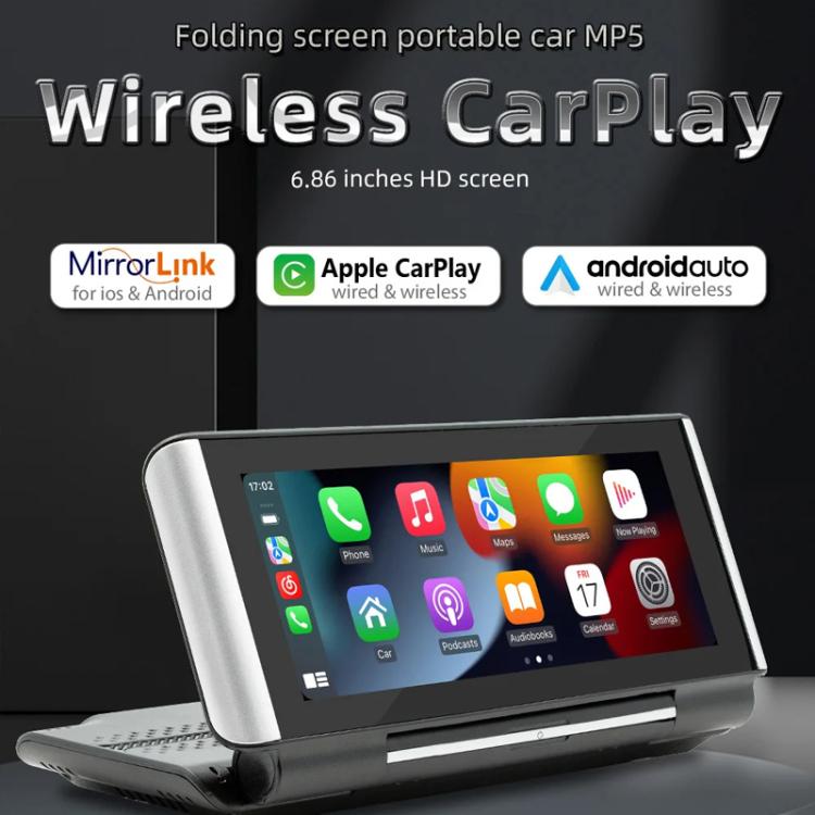 6.86 Inch Foldable Portable Bluetooth Car MP5 Player With MirrorLink/CarPlay/Android Auto Support, B5370, B5370+4LEDs Reversing Camera, B5370+8LEDs Reversing Camera, B5370+12LEDs Reversing Camera