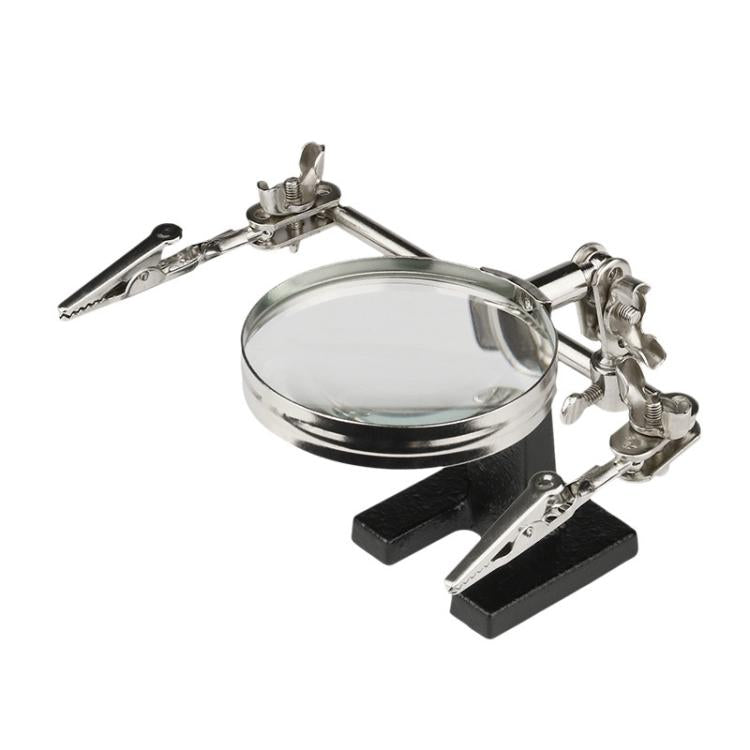 60mm Magnifying Glass With Auxiliary Clamp Soldering Iron Repair Circuit Board Desktop Magnifying Glass, 5X With Auxiliary Clamp