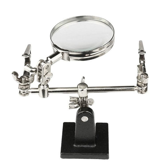 60mm Magnifying Glass With Auxiliary Clamp Soldering Iron Repair Circuit Board Desktop Magnifying Glass, 5X With Auxiliary Clamp