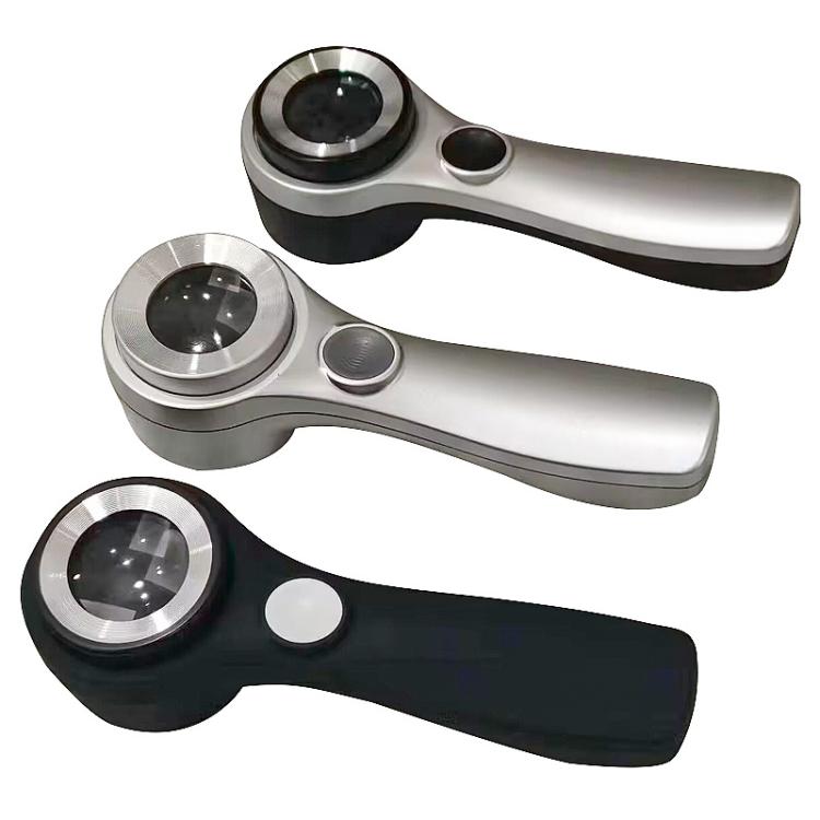 Alloy Handheld 60x USB Charging Touch Switch LED Light Optical Glass Magnifier