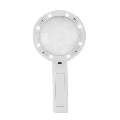 90mm 10X Foldable Handheld Magnifying Glass With 8 LED Lights, 10X Handheld With 8 LED