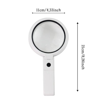 90mm 10X Foldable Handheld Magnifying Glass With 8 LED Lights, 10X Handheld With 8 LED
