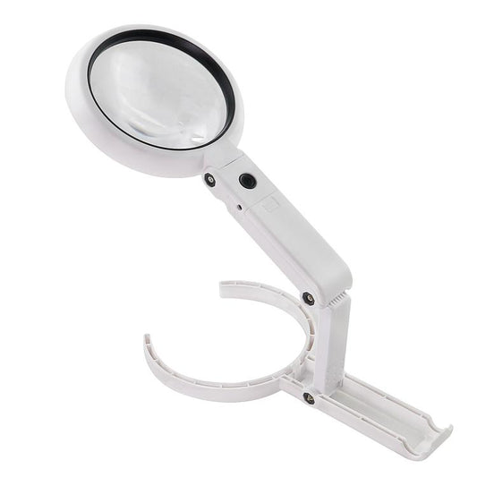 90mm 10X Foldable Handheld Magnifying Glass With 8 LED Lights, 10X Handheld With 8 LED