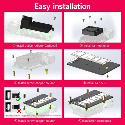 Yahboom PCIe To M.2 Adapter Expansion Board For Raspberry Pi 5 NVMe Expansion Board, Separate Board, Board + 256G SSD