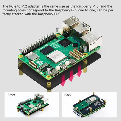 Yahboom PCIe To M.2 Adapter Expansion Board For Raspberry Pi 5 NVMe Expansion Board, Separate Board, Board + 256G SSD