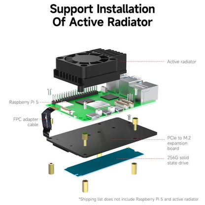 Yahboom PCIe To M.2 Adapter Expansion Board For Raspberry Pi 5 NVMe Expansion Board, Separate Board, Board + 256G SSD