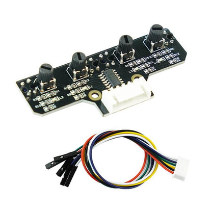 Yahboom 4 Channel Infrared Tracking Sensor Module For Smart Car Robot, Module, Module+ 6Pin Cable, With 6Pin Cable+16mm Copper Column, With 6Pin Cable+23mm Copper Column, Module+DuPont Cable, With DuPont Cable+16mm Copper Column