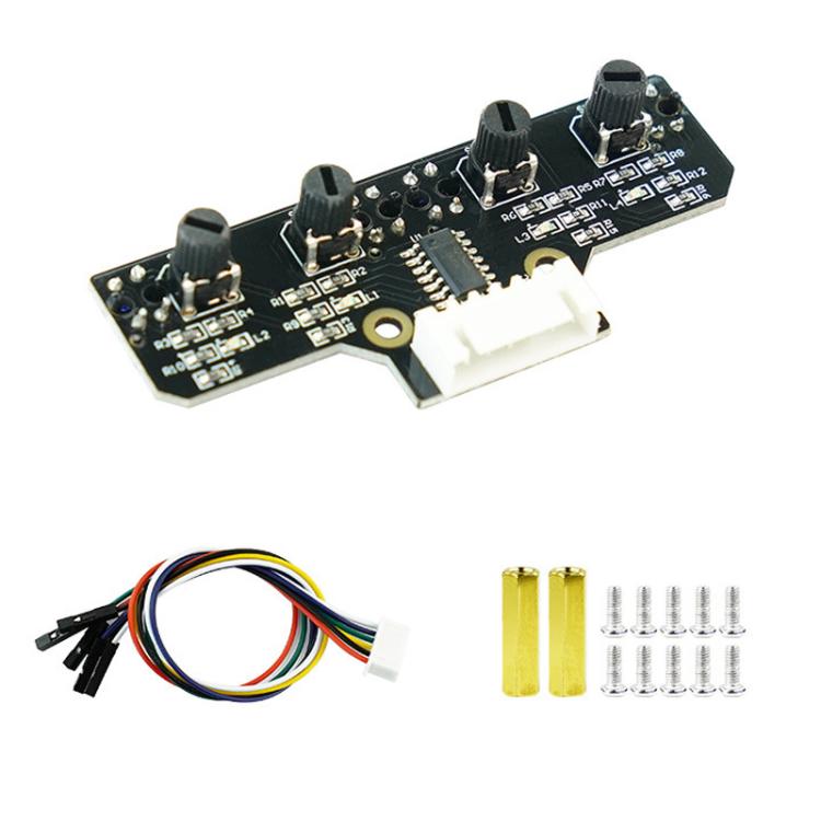 Yahboom 4 Channel Infrared Tracking Sensor Module For Smart Car Robot, Module, Module+ 6Pin Cable, With 6Pin Cable+16mm Copper Column, With 6Pin Cable+23mm Copper Column, Module+DuPont Cable, With DuPont Cable+16mm Copper Column